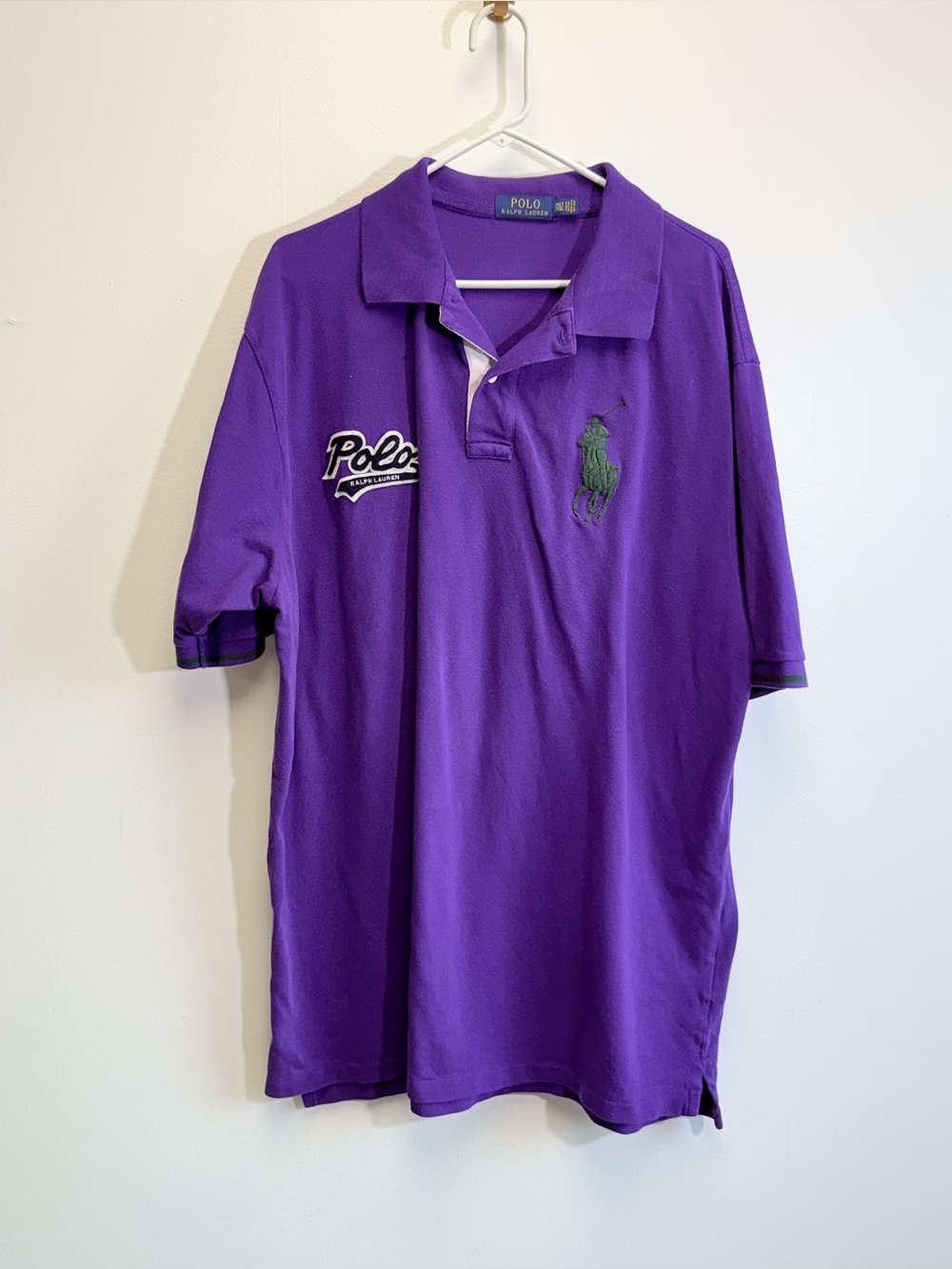 Polo Ralph Lauren Slim Fit Big Pony Patch Polo Shirt Purple Men 2X